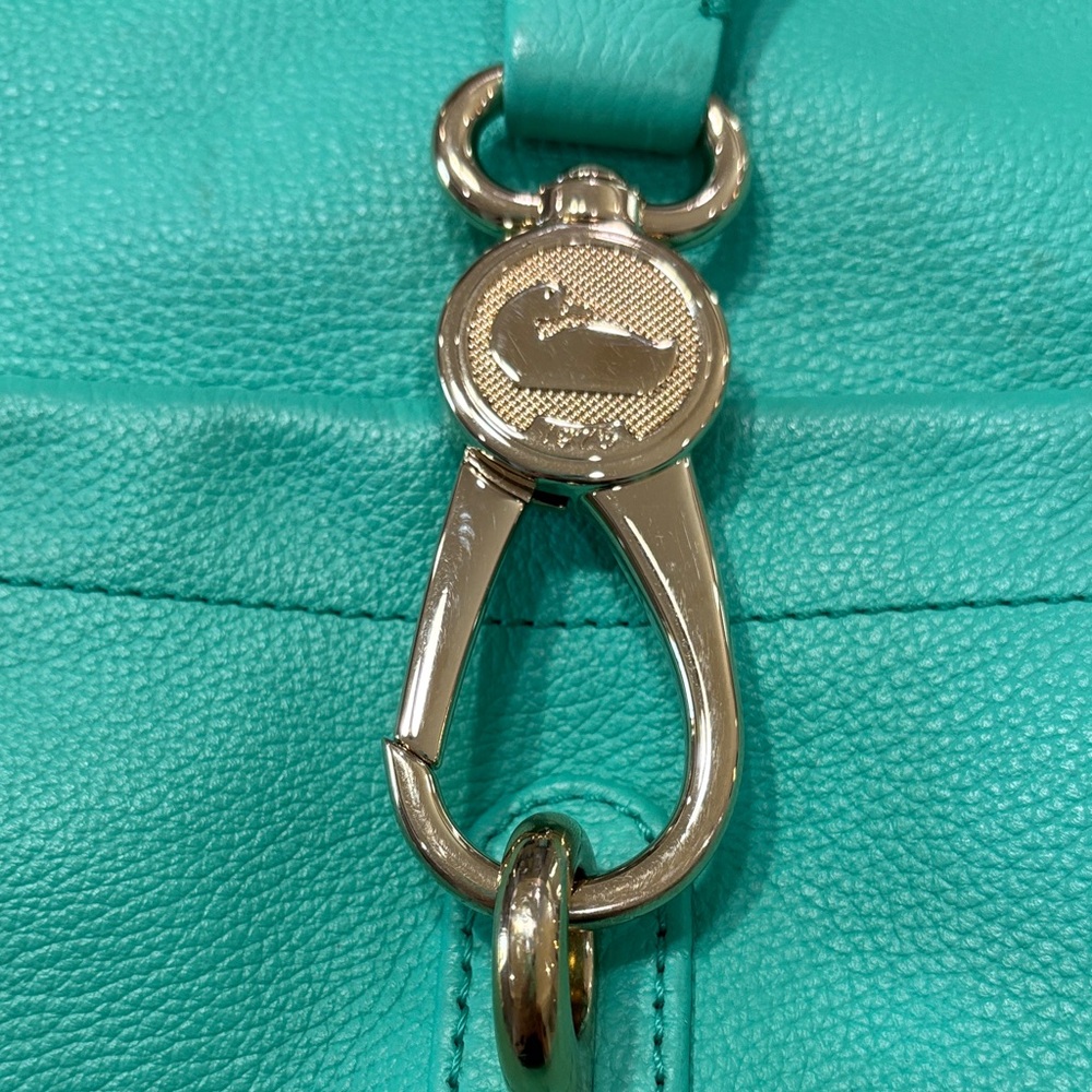 Dooney & Bourke Turquoise Leather Shoulder Bag with Gold Hardware - Picture 3 of 17